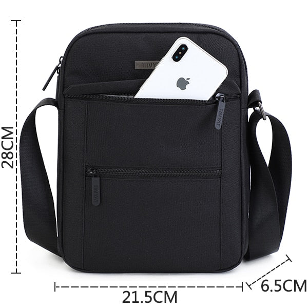 TINYTA Men's bag light Men Shoulder Bag for 9.7'pad 8 pocket Waterproof Casual crossbody bag Black Canvas Messenger bag shoulder